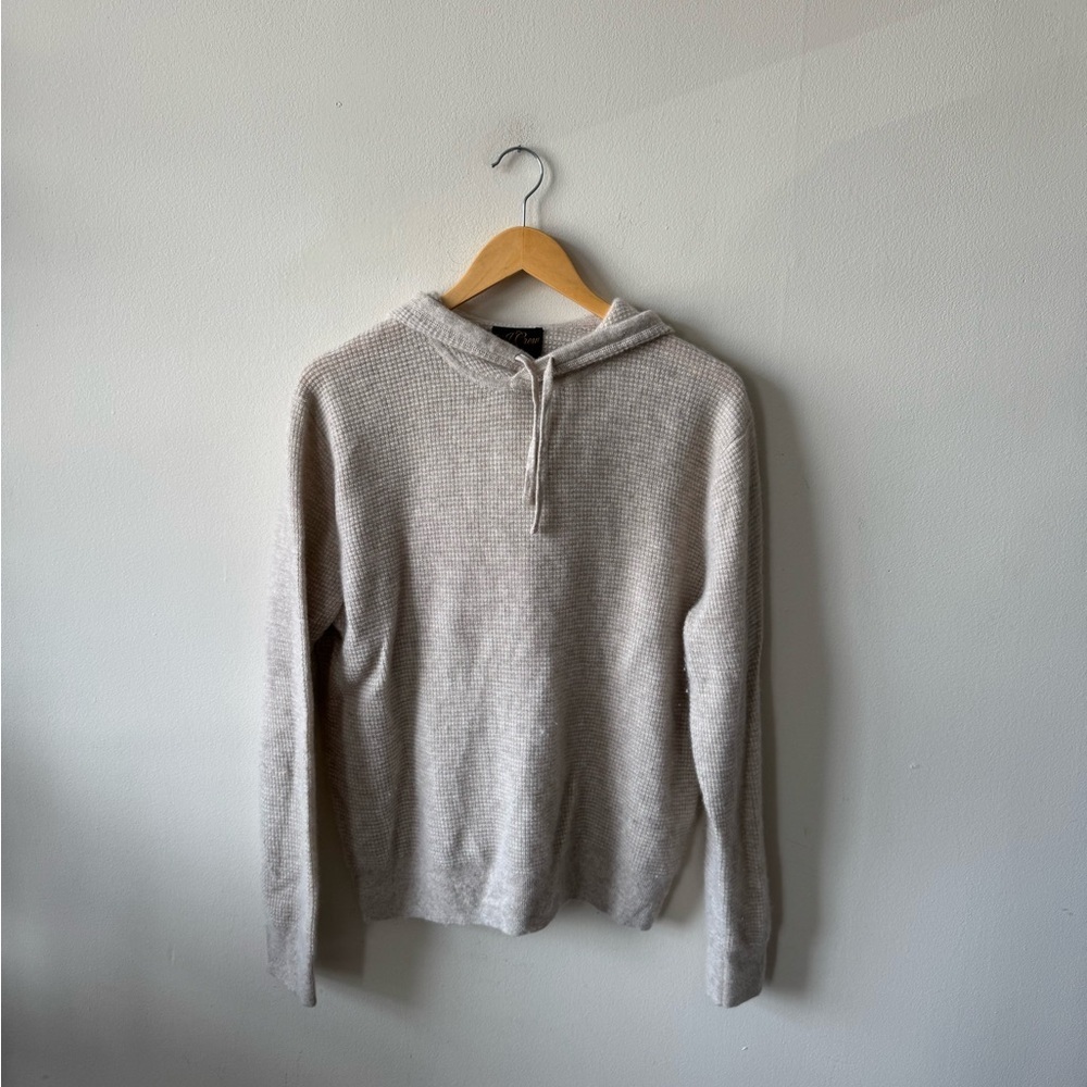 J. Crew Beige Cashmere Waffle Knit Hoodie - Picture 7 of 10
